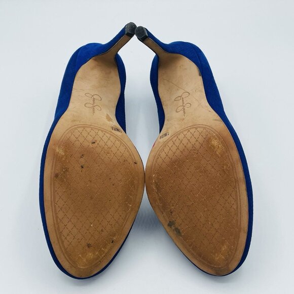 Jessica Simpson Heels Womens Size 7.5 M Blue Rony Leather Heel Stiletto Slip On - Picture 9 of 12
